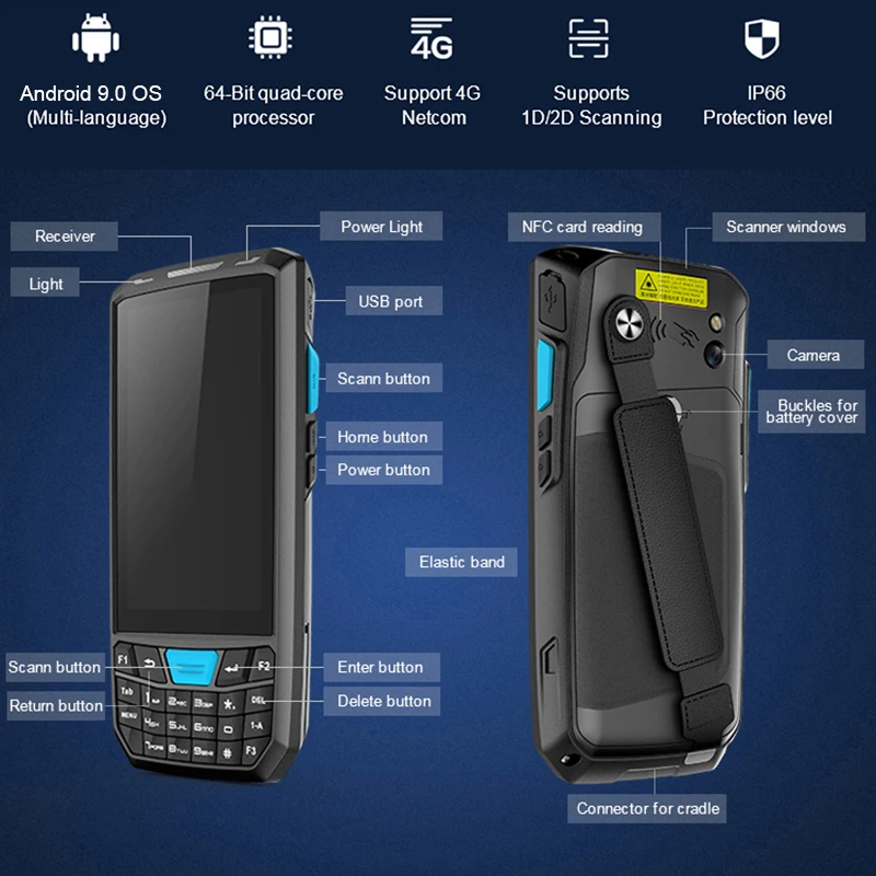 Rugline портативный Android-сканер Pos-терминал 2D штрих-код PDA прочный сканер 4G WiFi GPS Bluetooth
