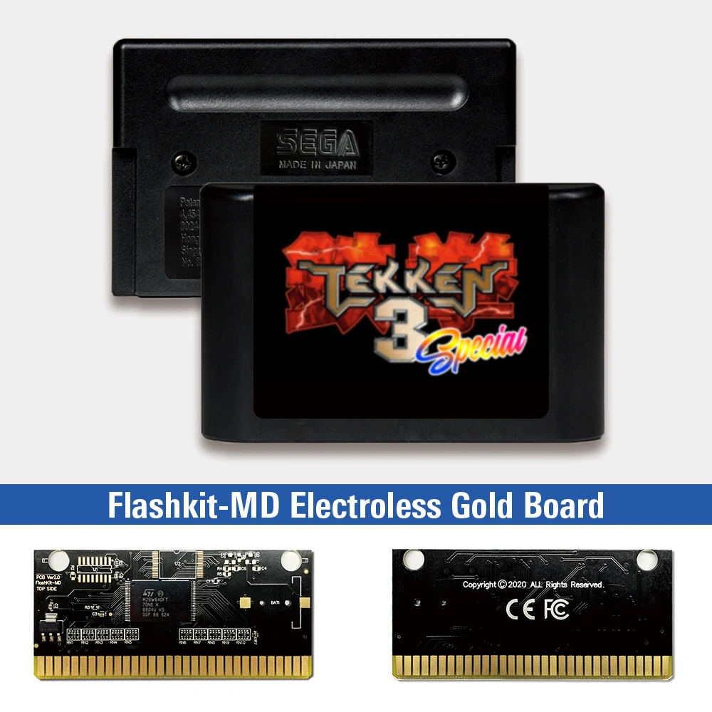 

tekken 3 special - USA Label Flashkit MD Electroless Gold PCB Card for Sega Genesis Megadrive Video Game Console