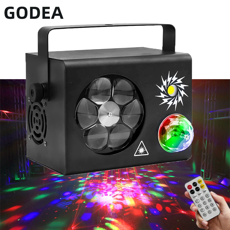 GODEA 4 в 1 RGB светодиодный Gobo магический шар стробоскоп 16 красных зеленых лазерных