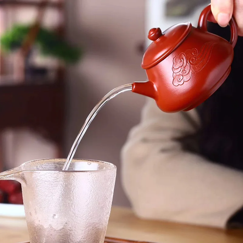 

Zisha teapot Yixing raw Dahongpao hand carved Xiangyun Zisha teapot handmade household teapot