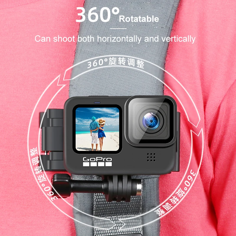 Вращающийся на 360 градусов рюкзак сумка с креплением для GoPro Hero 9 8 7 6 5 4 ремень