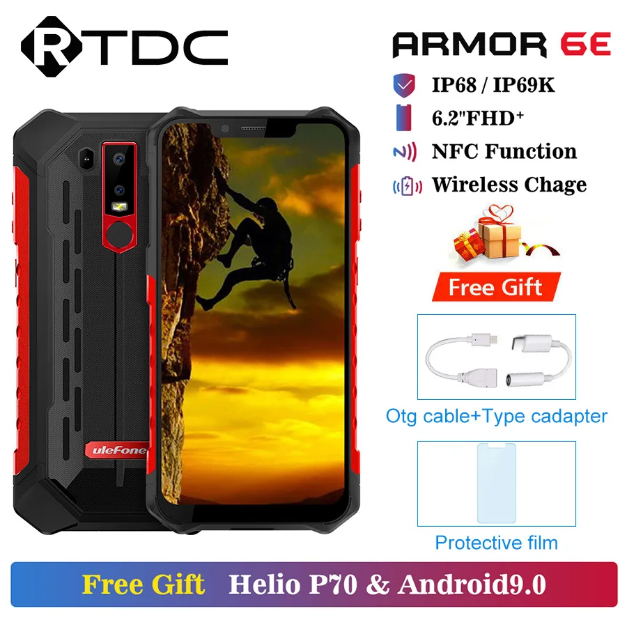 Ulefone Armor 6E Android 9 0 6 2 дюйма IP68 Helio P70 4 Гб + 64 ГБ сканер лица NFC Беспроводная зарядка