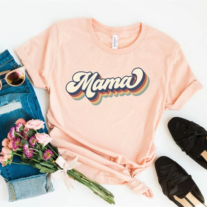 Ретро-футболка с надписью Мама-мама | Женская одежда