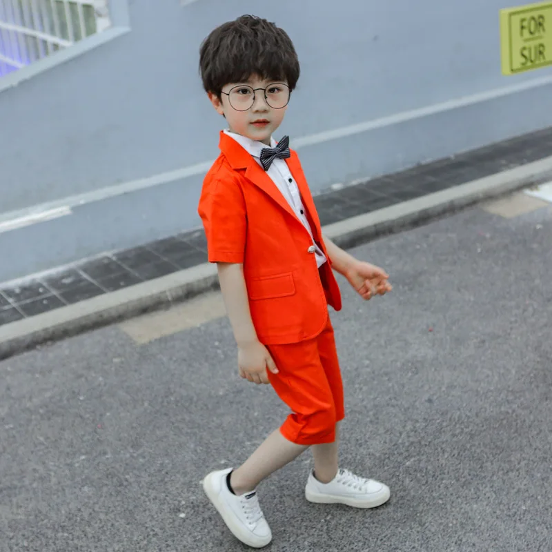 Детские Формальные костюмы из 2 предметов блейзер для маленьких мальчиков летняя