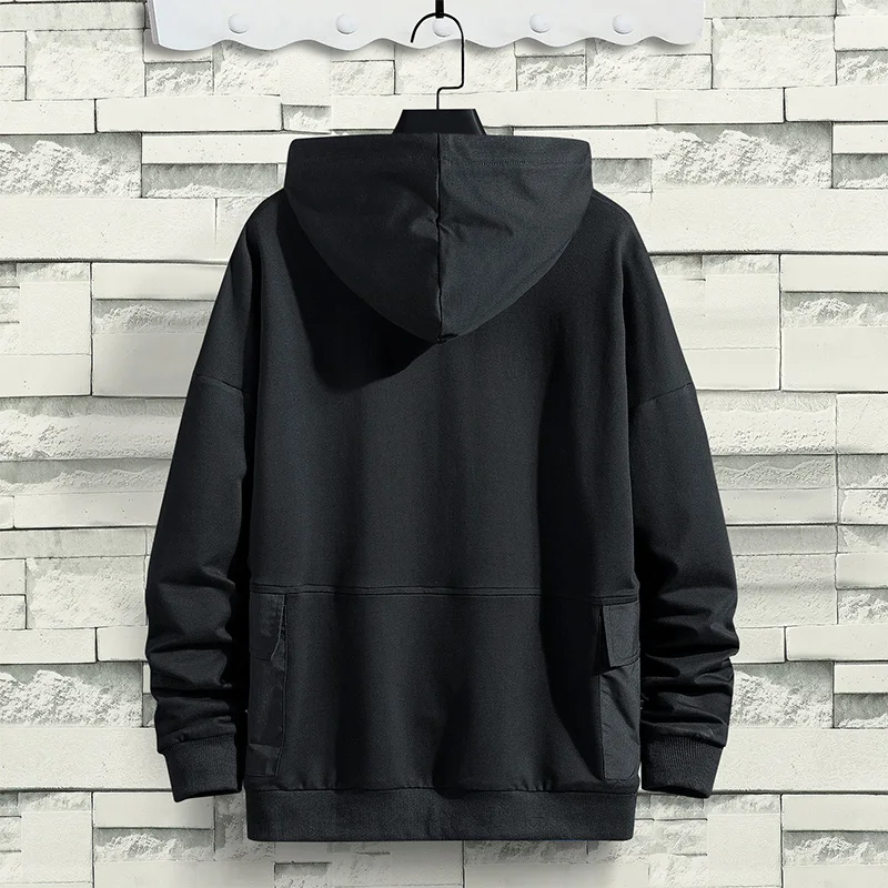 

Streetwear Men's Hoodies Sweatshirt Hip Hop Ribbon Long Sleeve Pullover Men Black Fashion Loose Male High Quality Streetwear