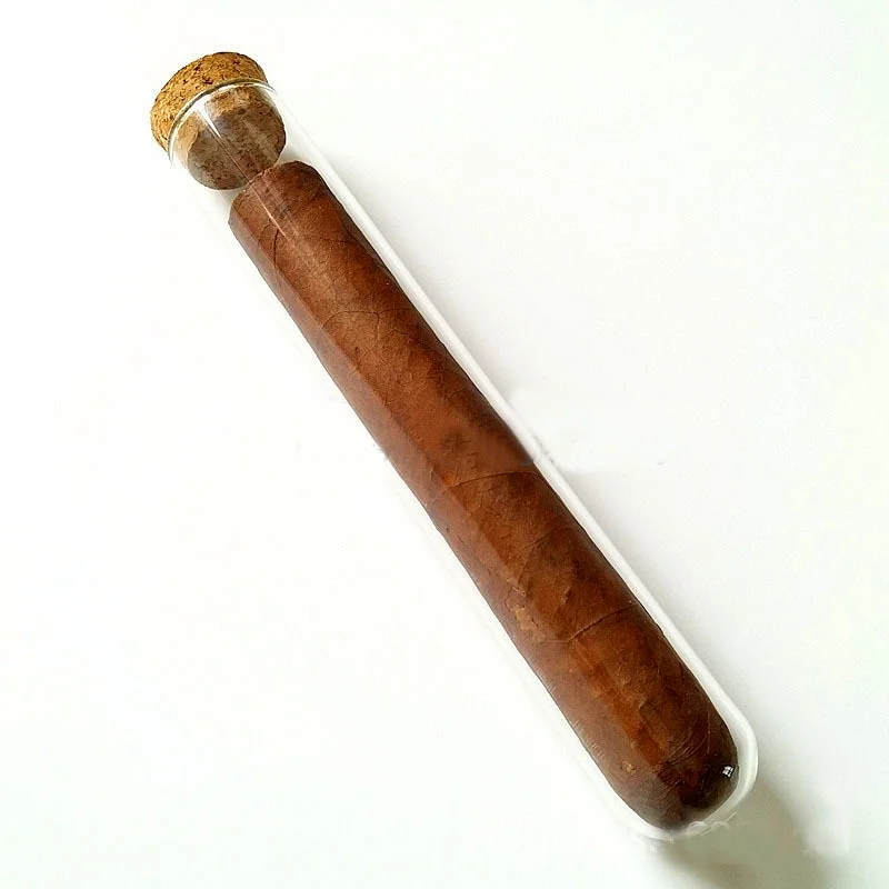 

1 Pc180mm Cigar Moisturizing Glass Tube Glass Test Smoking Tube with Cork Round Bottom Weed Tobacco Box Lighter Weed Accessories