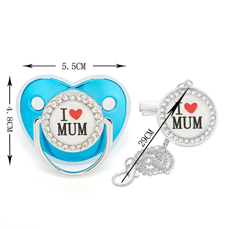 2022 синяя Роскошная цепочка с зажимами для соски-пустышки новорожденных без