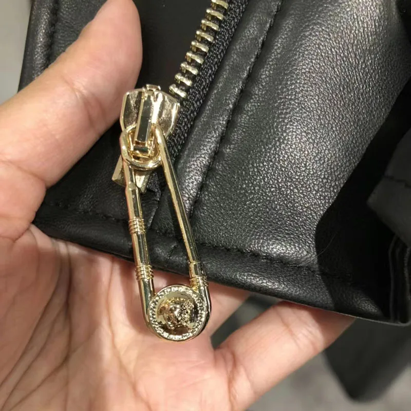 Women's Genuine Leather JacketSpring ClothingShort LengthHigh Quality Real Sheepskin PatternDown-Turn Collar