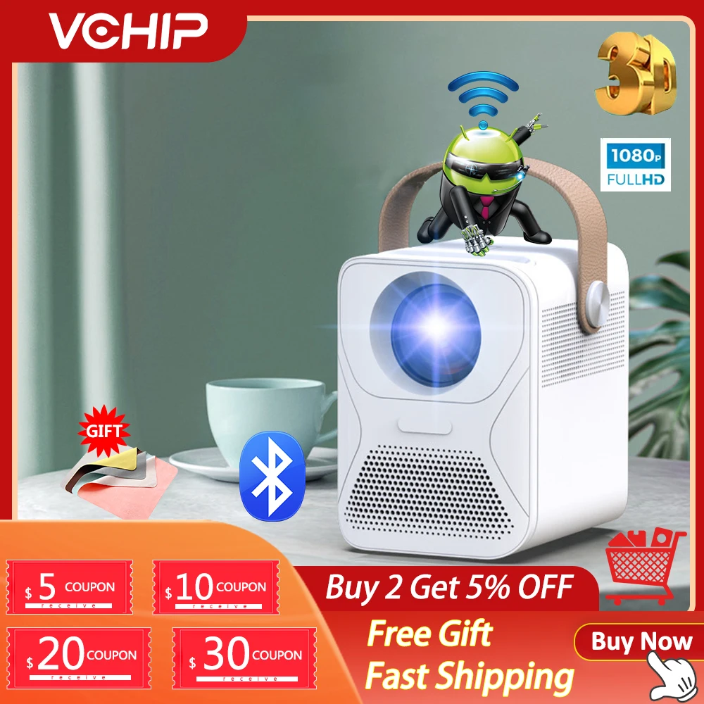 VCHIP X6 4K Projector Home projector mini Proyector For Theater WiFi tv full hd Protable Media Player Christmas | Электроника
