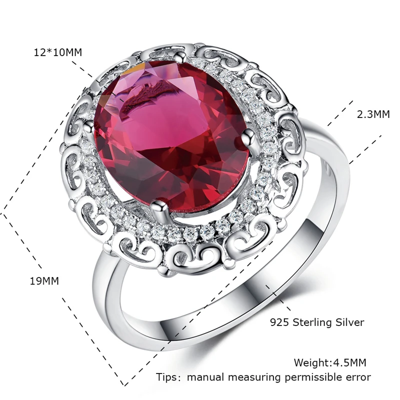 

DY 925 Sterling Silver Ring Big Center Oval Gemstone Ruby Cubic Zirconia Love Anniversary Luxury Ring For Women Classic Jewelry