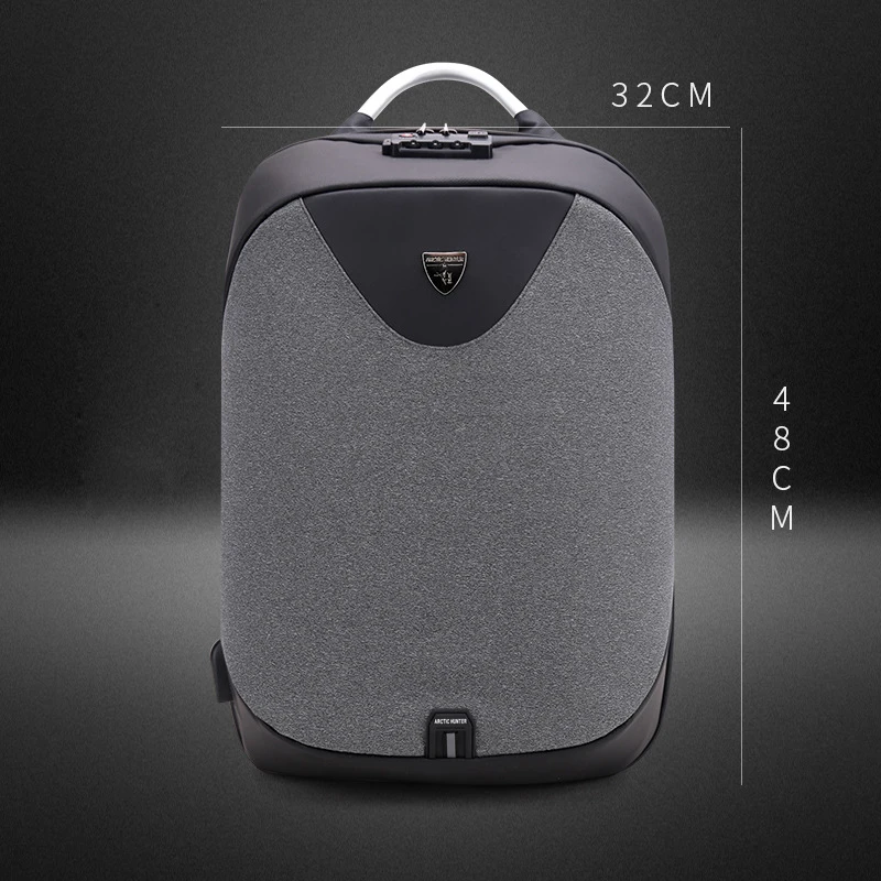Gray Backpack Большой Вместительный мужской водонепроницаемый рюкзак для путешествий с usb зарядкой, Мужская школьная сумка с защитой от кражи, бизнес сумка для ноутбука - Цвет: Gray Backpack