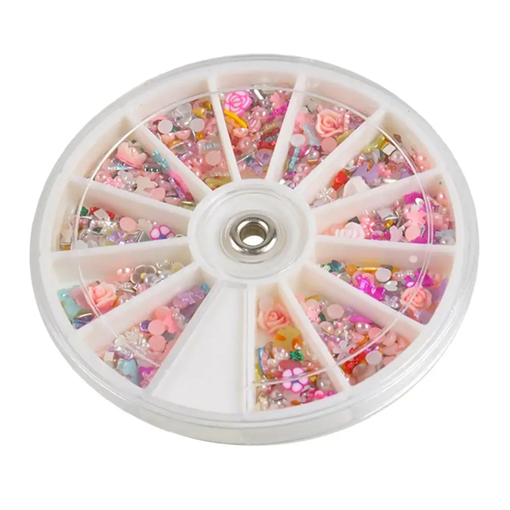 

1200 Pcs Mixed Flowers Bowknot Nail Art Tips Glitters Slice Decoration Manicure