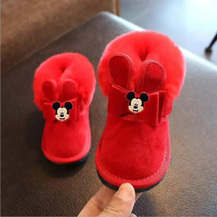 Зимние ботинки для маленьких девочек с Минни зимняя детская обувь принцессы