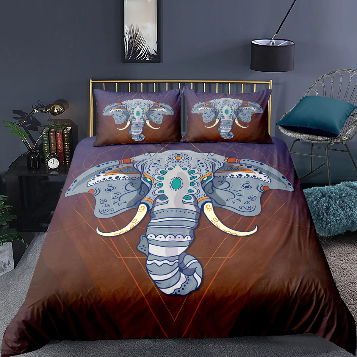 3D красочные с принтом слона для взрослых Спальня Твин двойной Queen King Размеры
