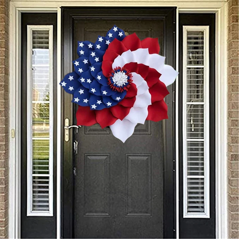 

Patriotic Wreath Independence Day Wreath Porch Front Door Decoration Outdoor Hanging Garland Decor DFDS889
