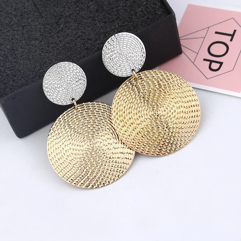 

Exaggeration Round Alloy Drop Earring For Women Unique Geometric Metal Dangle Earrings Fashion Statement Jewelry Party Gifts