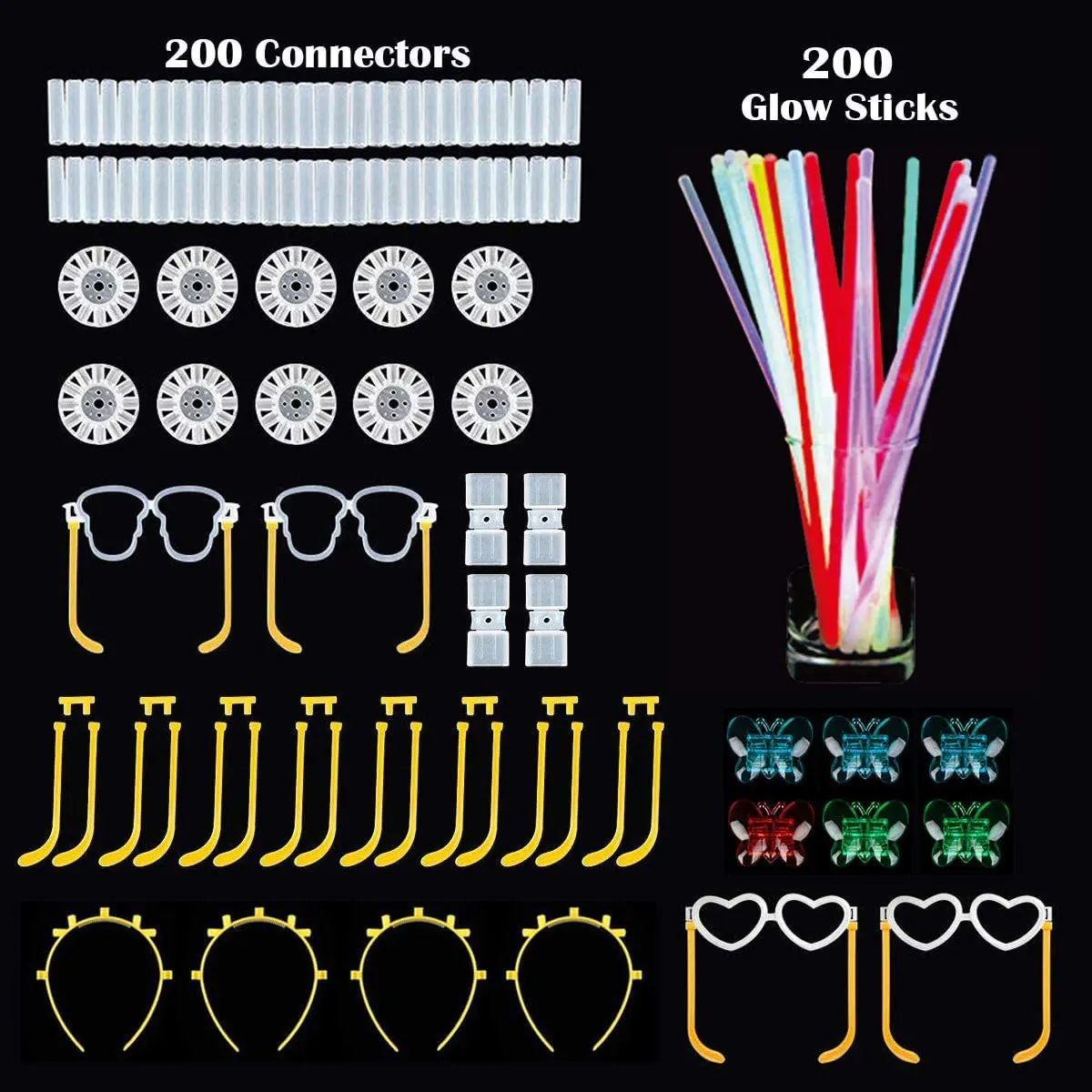 

460 pcs Glow Sticks 8inch colorful luminous bars bracelets Neon necklaces for Birthday Wedding Concert Festive Party Supplies