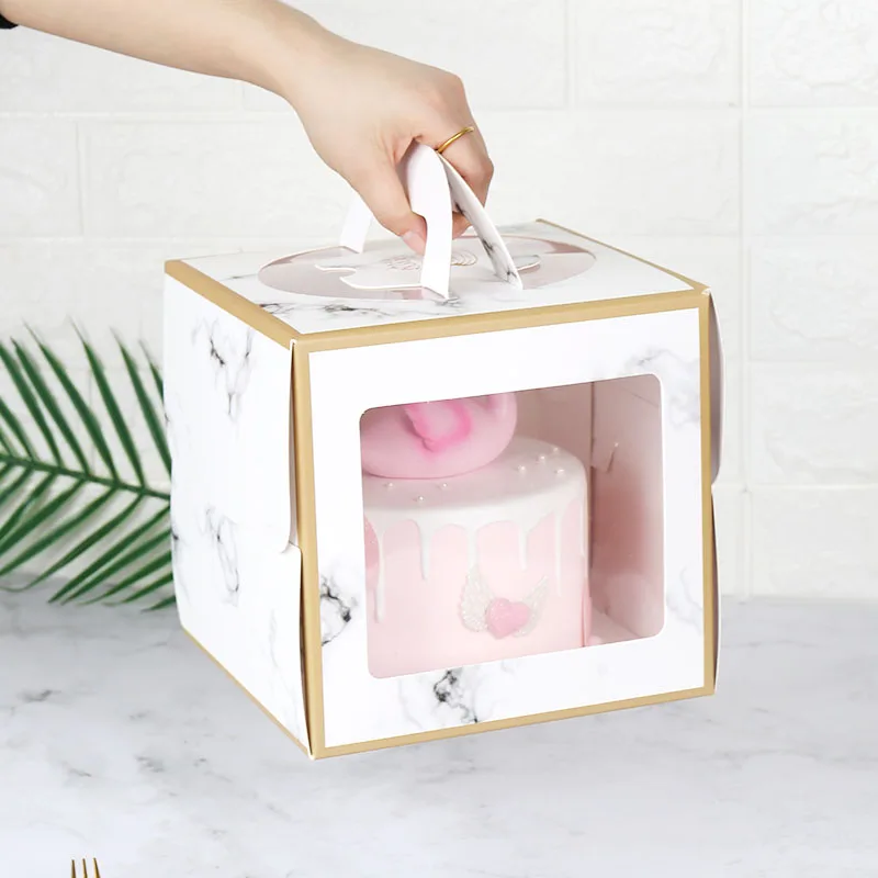 

10pcs Net red creative 4inch/6inch/8inch cake packaging box creative protable square dessert paper boxes party favors gift box