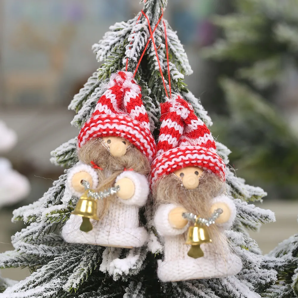 Cute Knitted Pendant Doll New Year Wooden Christmas Tree Decorations for Home Ornaments Gift | Дом и сад