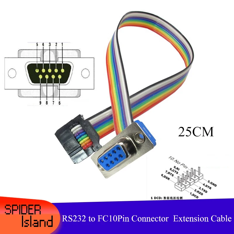 

10 шт. DB9 к FC 10Pin кабель Женский последовательный кабель соединительный кабель удлинитель Кабель для передачи данных COM RS232 к FC10P Разъем 25 см