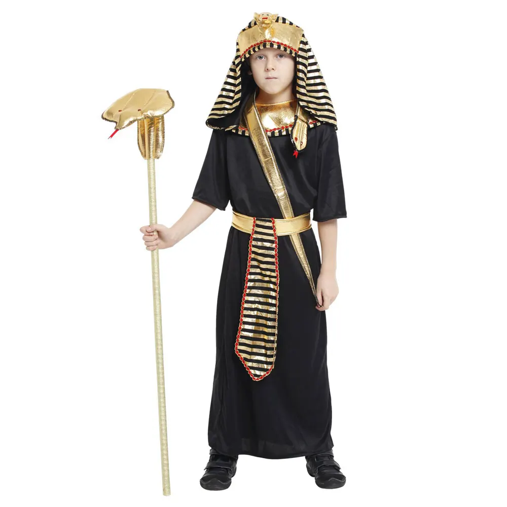 Kids Child Egypt Egyptian King Pharaoh Cosplay Costume for Boys Halloween Purim Carnival Party Mardi Gras Outfit Disfraces