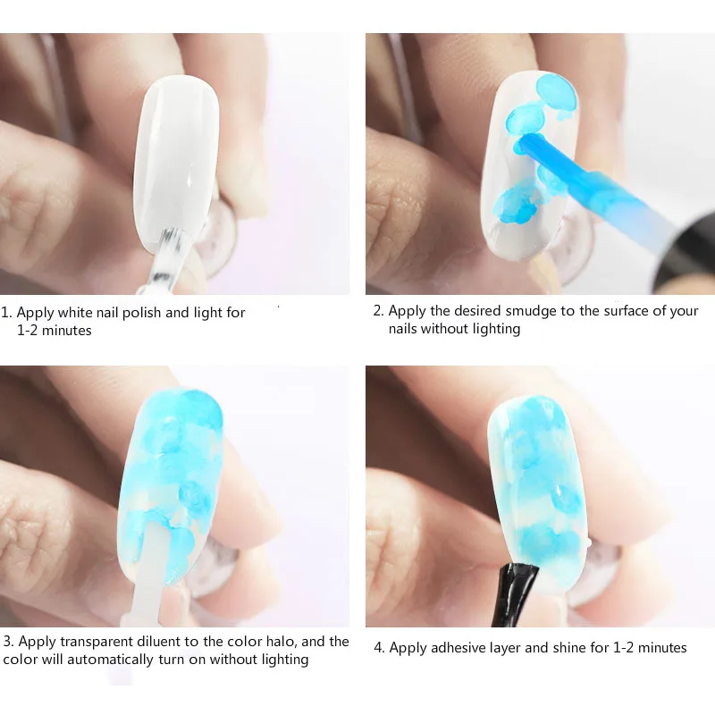 Новая Вода чернила Halo краситель пузырь ногтей мраморный узор градиентный цвет