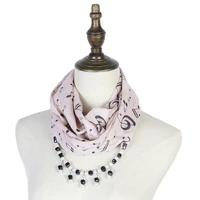 white black scarf mujer fashion g clefs print pearl jewelry pendant necklace neckwear shawls echarpe hijabs music wraps