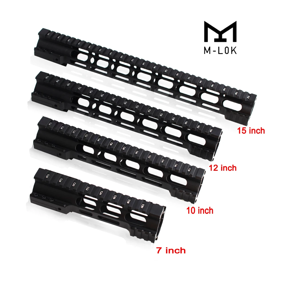 

Magorui 7 10 12 15 Inch M4/M16 AR15 Free Float M-Lok Quad Rail Handguard Picatinny Rail with Steel Barrel Nut