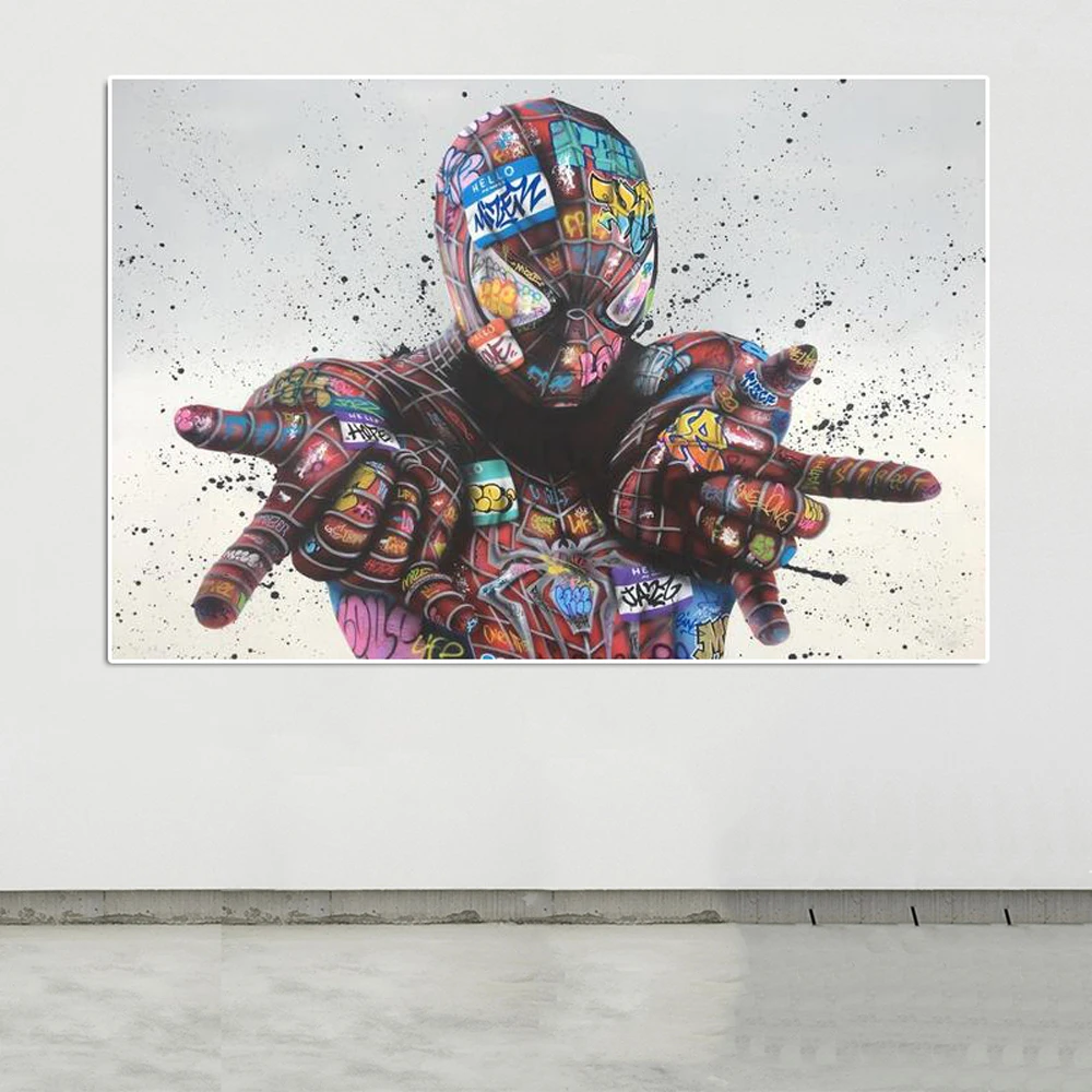 

Disney Street Graffiti Art Spiderman Posters Marvel Superhero Anime Posters And Print Wall Picture Home Living Room Decoration
