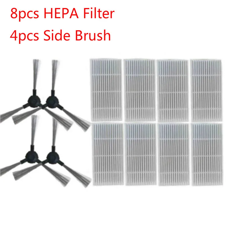 

8x HEPA Filter + 4x Side Brush Applicable for Proscenic 790T 780T Robot Vacuum Cleaner Parts