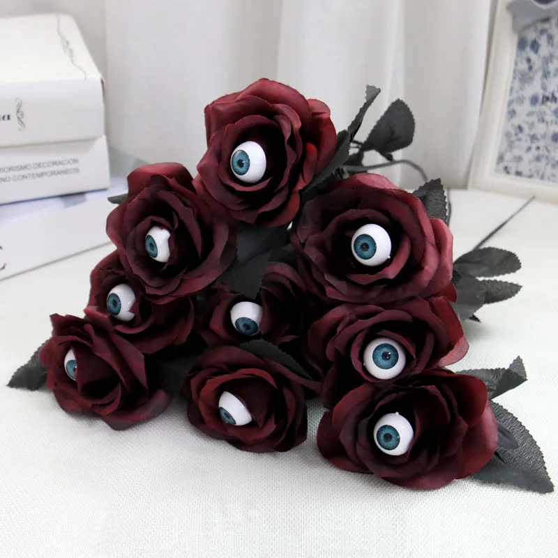 Искусственная Роза цветок с глазным яблоком черный Бургунди искусственный
