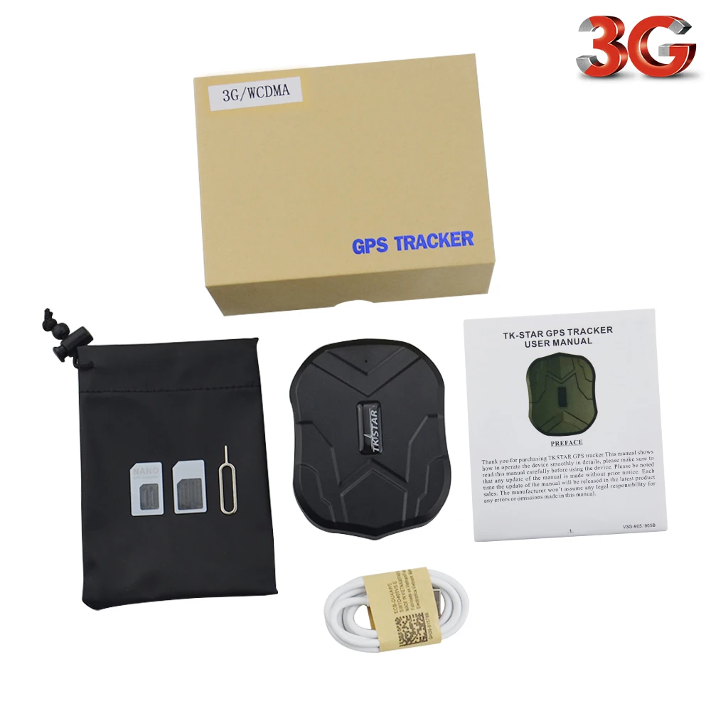 With box G gps трекер Автомобильный TKSTAR TK905-3G 60 дней в режиме ожидания водонепроницаемый магнитный GSM/gps трекер Вибрационный будильник бесплатное приложение PK TK905 трекер - Цвет: With box