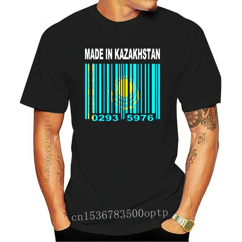 

New MADE IN KAZAKHSTAN Kazakh Kazakhstani Flag CUSTOM BARCODE NUMBERS T-shirt Y53