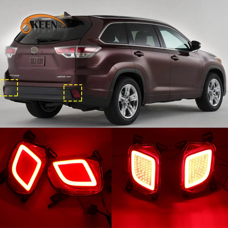 2 шт. светодиодный задний бампер для Toyota Highlander 2015 2016 2017 2018 2019 фонарь светильник
