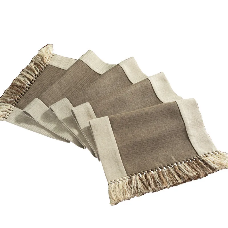 

Tassel Table and Flag Simple Light Luxury Style Pure Color Handmade Two Color Table Flag Household Tabletop Decoration Products