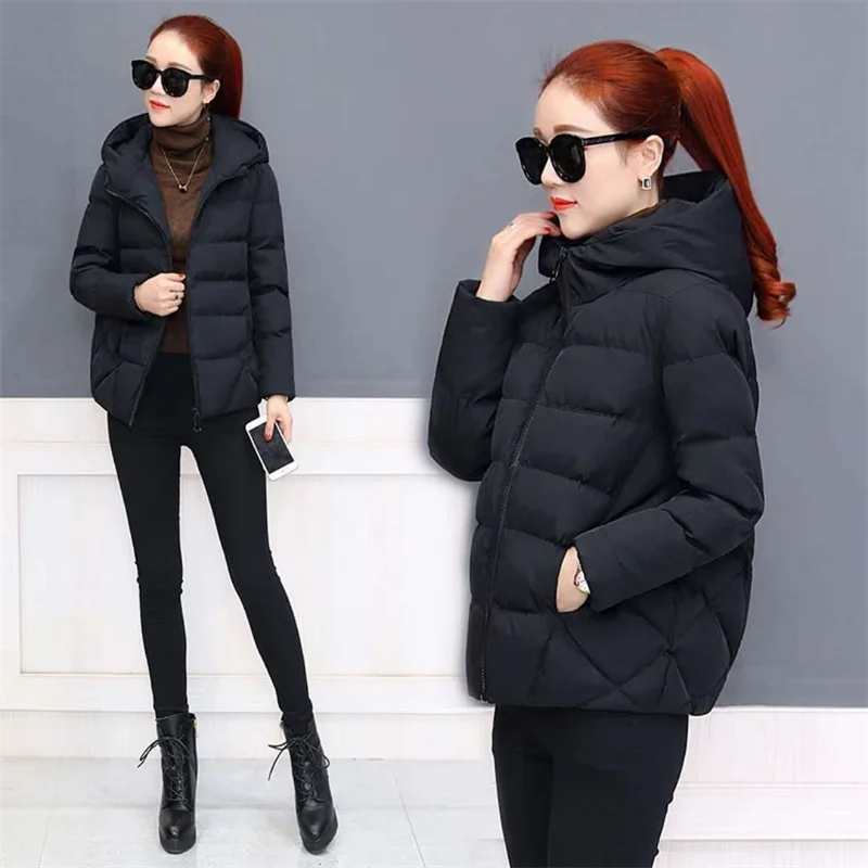 Autumn Winter Female Fashion Plus Dalian Hat Korean Padded Jacket 2021 Loose Thin All-match Padded Jacket Women Short Coat A426