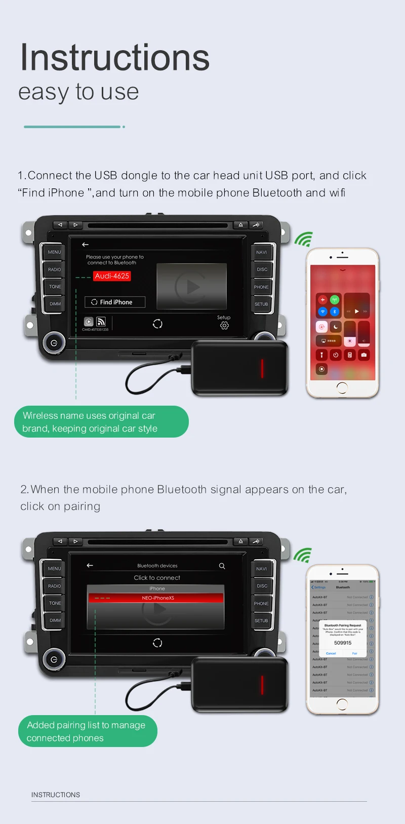 

Car For Chevrolet Corvette/Volt/Equinox Carplay Navigation Connection Wired to Wireless Play and Plug Decoder Box Accessories