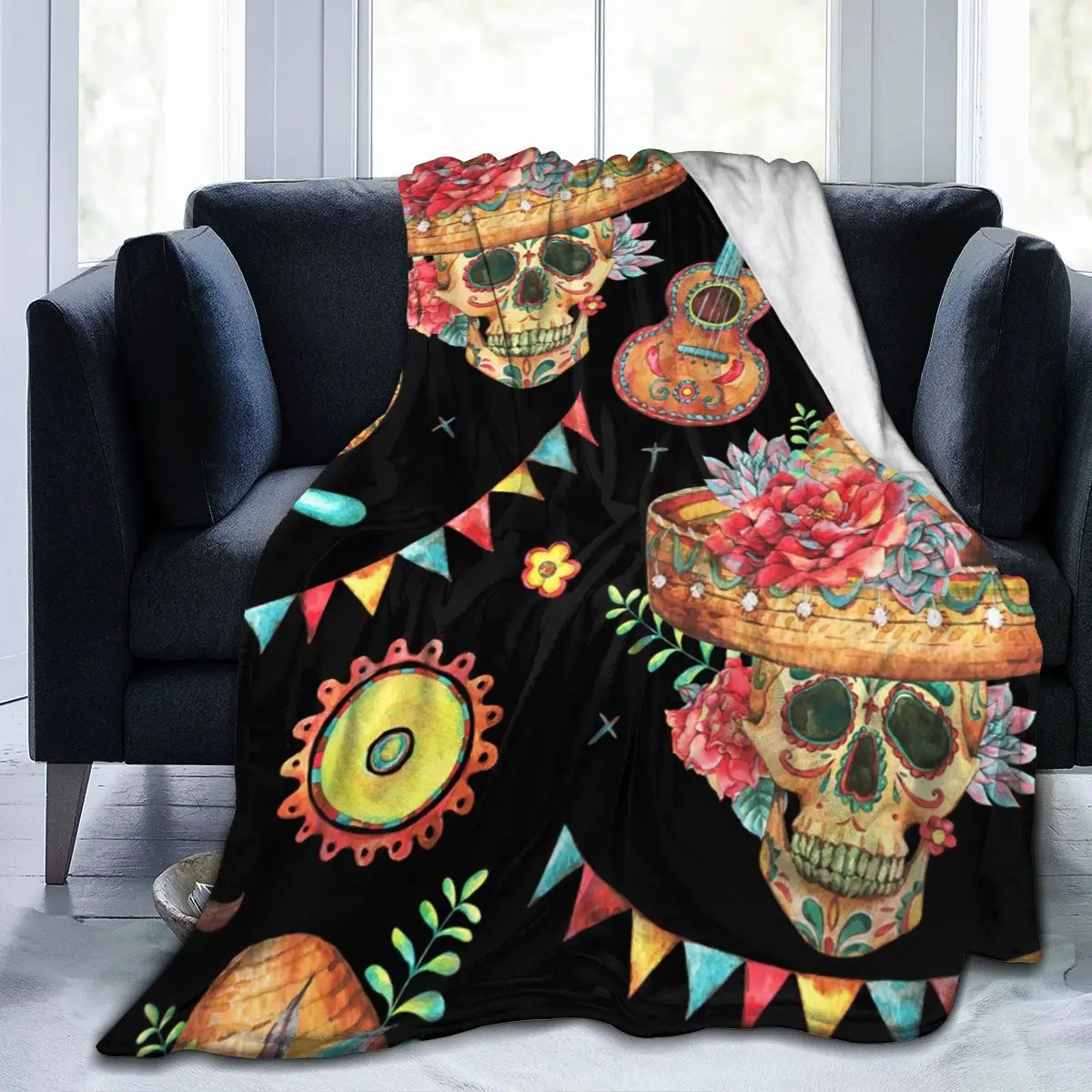 

Floral Skull Design Soft Blankets For Bed Couch Sofa All Season Warm Flower Fleece Blanket Dropship Wholesale Flannel Throws