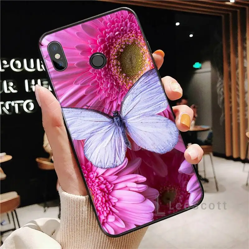 

Flowers butterflies Phone Case For Xiaomi Redmi Note 4 4x 5 6 7 8 pro S2 PLUS 6A PRO