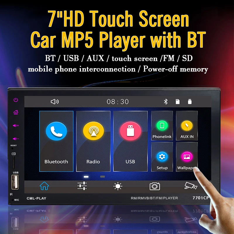 

MP5 Android ISO AUX IN USB 7 2din Bluetooth Full HD 1024P Mirror Link FM
