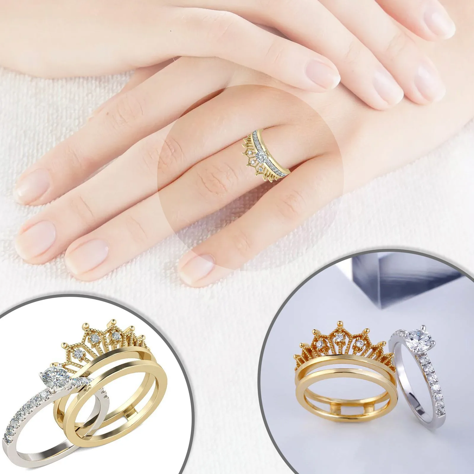 Изысканные съемные недорогие кольца в виде короны для девочек-подростков