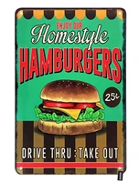 hamburger tin sign lettering with enjoy our home style delicious food vintage metal tin signs for men women wall art decor for