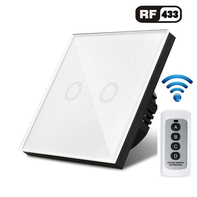 White 2 open ЕС/Великобритания Стандартный 1/2/3 RF433 дистанционного Управление настенный выключатель, Беспроводной умный светильник переключатели, Стекло Панель сенсорный выключатель AC 110 V-220 V - Цвет: White 2 open