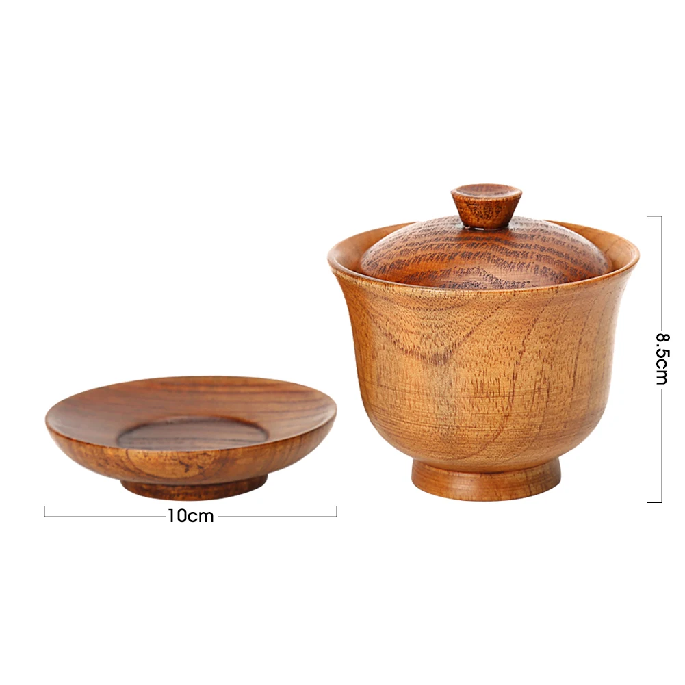 

Hot Sale Kung Fu Teapot Wooden Tea Pot w/ Lid and Leaves Filter Unbreakable Chinese Tea Cup Traditional Gaiwan w/ Coaster n Lid