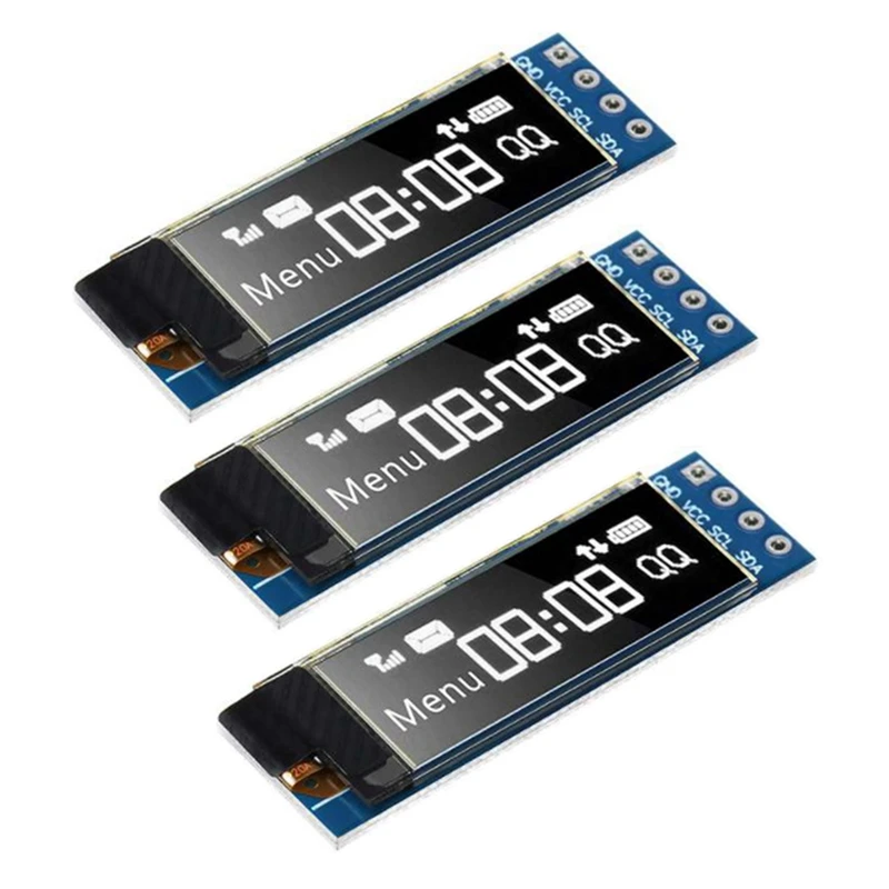 

3 I2C Display Modules 0.91 Inch I2C SSD1306 OLED Display Module Blue I2C OLED Screen Driver DC 3.3V-5V