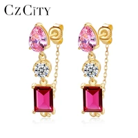 czcity korean statement topaz gemstone drop earrings for women wedding engagement fine jewelry 925 sterling silver brincos gifts