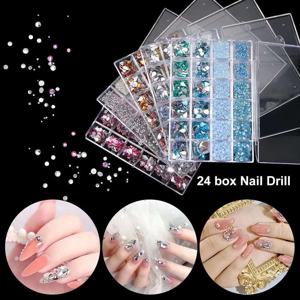 

Хит продаж, Стразы для ногтей разных форм с 3D бриллиантами и плоской задней поверхностью, стеклянные кристаллы AB Nial