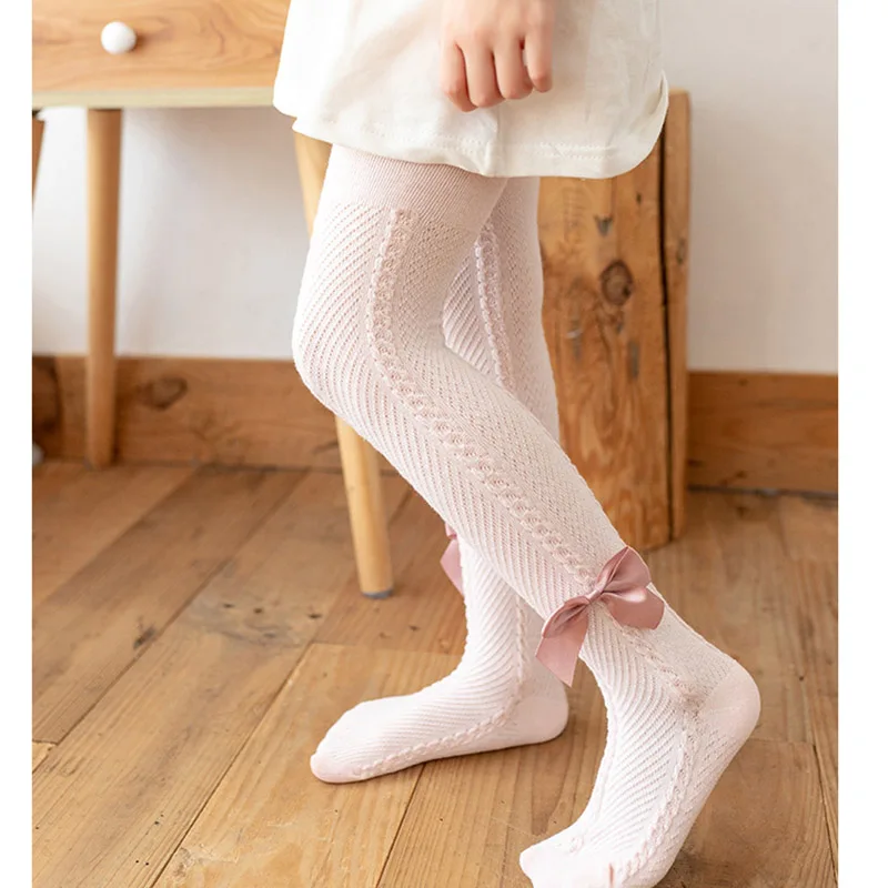 De malla de medias de algod&oacute;n para ni&ntilde;as Bowknot lindo pantimedias de beb&eacute; oto&ntilde;o transpirable Rosa medias para beb&eacute; reci&eacute;n nacido de mallas para ni&ntilde;a leotardos bebe recien nacido mallas ni&ntilde;a invierno leotardo bebe-3