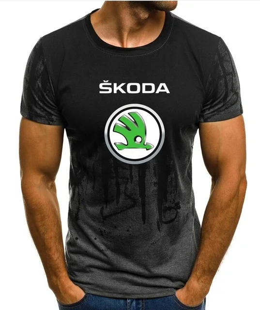 Футболка мужская с принтом логотипа Skoda брендовая камуфляжная рубашка короткими