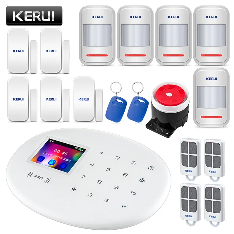 Kit 4 KERUI W20 беспроводной Smart keybord RFID SIM GSM охранный датчик домашняя система охранной сигнализации IOS Android приложение управление сенсорная клавиатура - Цвет: Kit 4